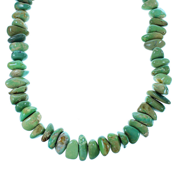 Southwestern Kingman Turquoise And Genuine Sterling Silver Bead Necklace SX106617